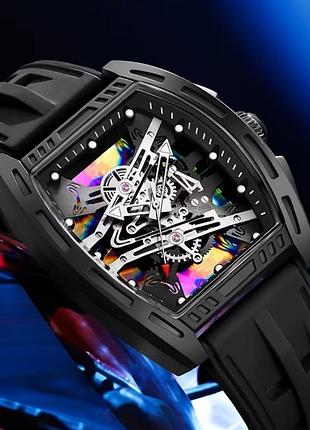 Годинник чорний skeleton richard style