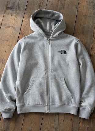 Зип-худи the north face серое оверсайз, кофта зе норт фейс на молнии для мужчин, серая зипка tnf s
