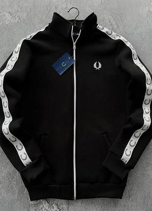 Кофта fred perry чорна на блискавці, зимова олімпійка fred perry, спортивна кофта для чоловіків на зиму xxl