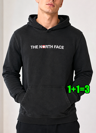 🤩1+1=3 брендове чорне утеплене худі на флісі светр the north face, розмір 42 - 44