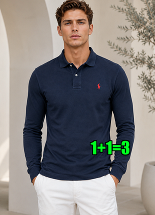 🤩1+1=3 брендовый мужской синий свитер поло хлопок ralph lauren, размер 44 - 46