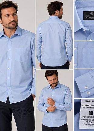 Чоловіча класична сорочка m&s collection regular fit, блакитна, розмір 16 / комір 41 см
