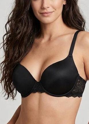 Чорний гладкий безшовний бюстгальтер yamamay (італія) 80b 85b пушап, мереживна спинка, новий