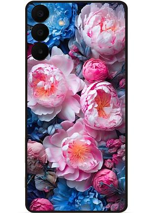 Силиконовый чехол бампер для samsung a27 с рисунком цветы пионы