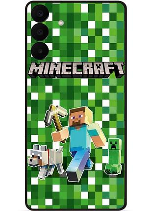 Силиконовый бампер чехол для samsung a27 стив minecraft крипер майнкрафт