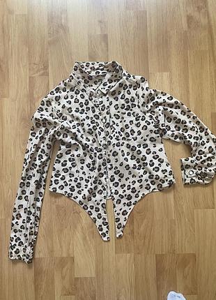 Леопардова сорочка h&m з зав'язками спереду
