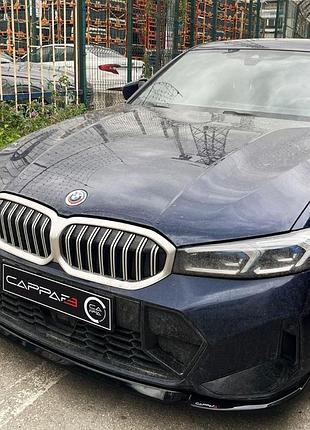 Накладка на передний бампер eurocap v1 (для m-performance 2022-, черный глянец) для bmw 3 серия g20/g21 2018- гг