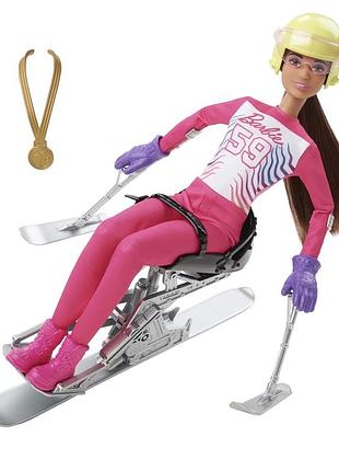 Лялька barbie лижниця з sit ski та медаллю