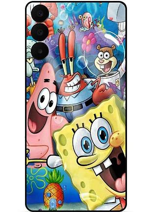 Силиконовый бампер чехол для samsung a27 с рисунком губка боб sponge bob
