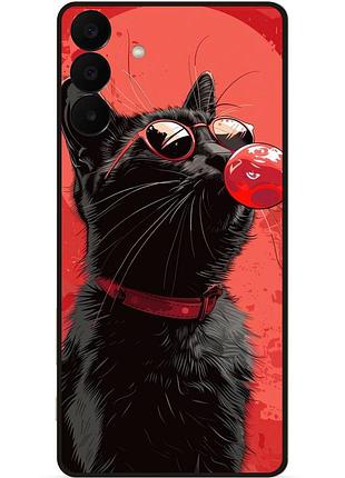 Силиконовый чехол бампер для samsung a27 с рисунком черный кот