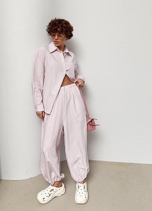 Свободный костюм с рубашкой и брюками-алладинами - лавандовый цвет, one size (есть размеры) 5220244