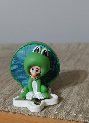 ​колекційна іграшка-брелок луїджі у костюмі жаби (frog luigi) mcdonald's хеппі міл 2023 / super mario