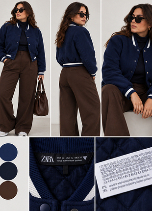 Короткий шерстяной бомбер zara утепленная куртка-пальто oversize автоледи xl