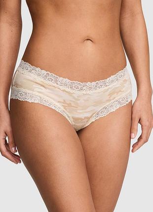 Камуфляжні трусики victoria’s secret pink wink lace-trim cotton cheeky panty оригінал