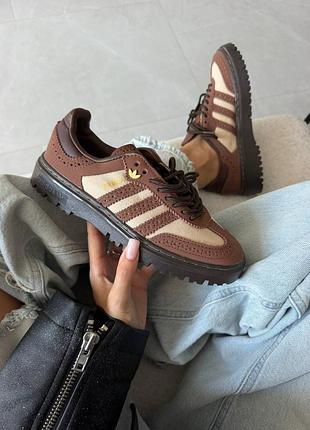 Кросівки жіночі adidas samba wtr | brown leather / beige