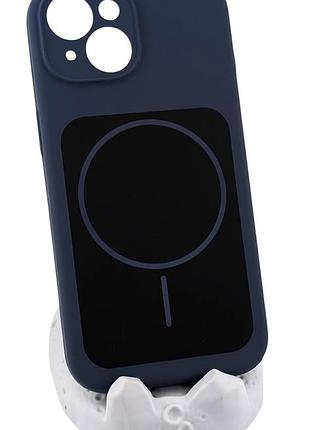Чехол magnetic vision для apple iphone 15 бампер с микрофиброй темно-синий