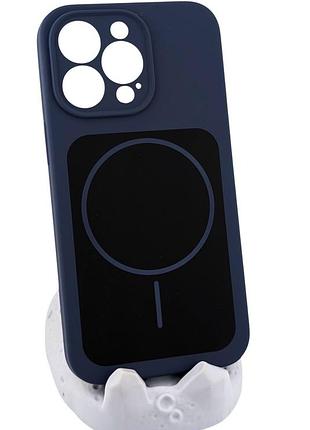 Чехол magnetic vision для apple iphone 13 pro бампер с микрофиброй темно-синий