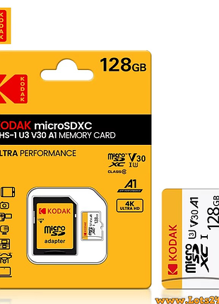Карта памяти kodak micro sd xc kodak 128 гб u3 v30 a1 class 10 карточка памяти кодак 128gb микро сд microsdxc 4k
