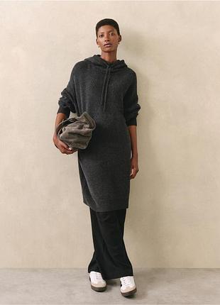 Jacqueline de yong сіре в'язане плаття-сукня з капюшоном р.s