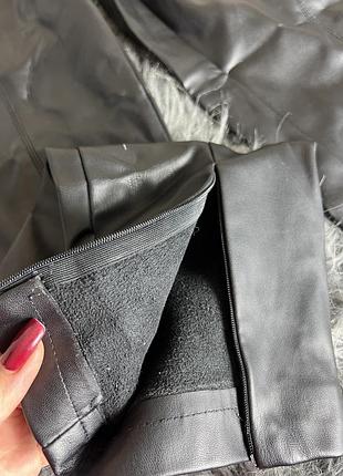 Шкіряні лосіни zara на флісі 7