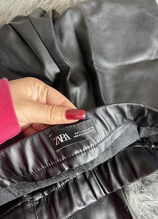 Шкіряні лосіни zara на флісі 8