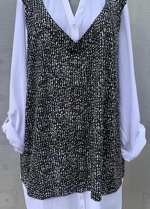 Удлиненная блузf plus size эффект рубашки 2-в-1 4
