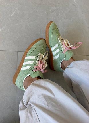 Кросівки жіночі adidas samba | green matcha / double laces