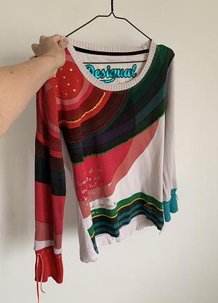 Лонгслів жіночий desigual різнокольоровий з вишивкою