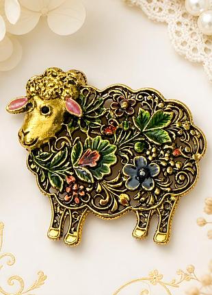 ✨🐑 символ 2027 року! розкішна емалева брошка «квітуча овечка» з художнім розписом 💎