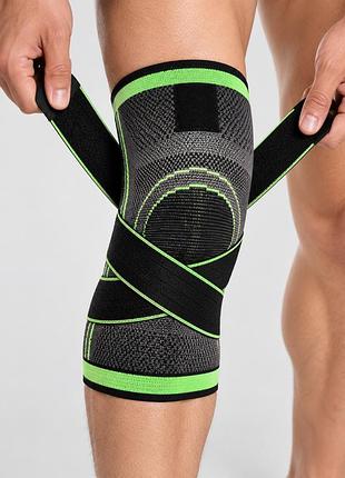 Наколенник эластичный knee support с фиксирующими ремнями, бандаж на колено, фиксатор коленного сустава для спорта, 1 шт