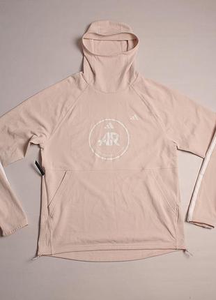 Женская беговая спортивная кофта пудровая худи adidas running runners own the run 3-stripes - s
