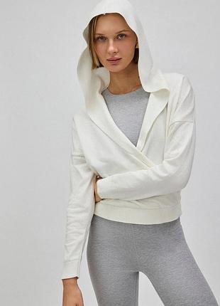 Жіноче худі oysho crossover hooded sweatshirt, молочне