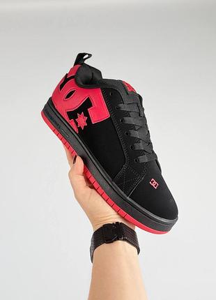 Женские кроссовки dc shoes court graffik red on black