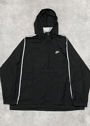 Вінтажна куртка анорак nike vintage 90s вітровка чорна з капюшоном