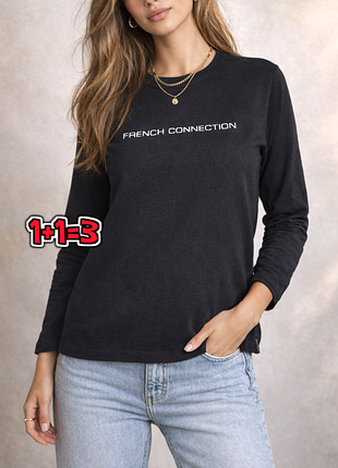 🎁1+1=3** темно-синий свободный свитер лонгслив хлопок french connection, размер 44 - 46