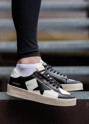 Шкіряні кеди golden goose ggdb stardan black white