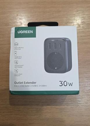 Зарядное устройство ugreen 30 вт gan pd с розеткой переменного тока