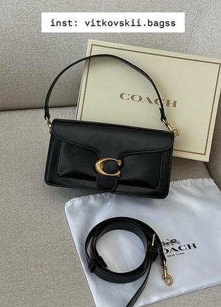 Сумочка tabby shoulder bag 26 in polished pebble leather black/gold💋