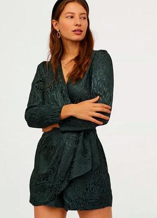 Зелений ромпер комбінезон із віскози в леопардовий принт h&m #4763