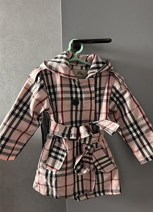Плащ для дівчинки burberry в клітинку, рожевий