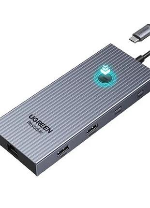 Концентратор 9 в 1 ugreen cm885 9-in-1 usb-c hub pd100w rj45 1000mbps багатопортовий хаб type-c