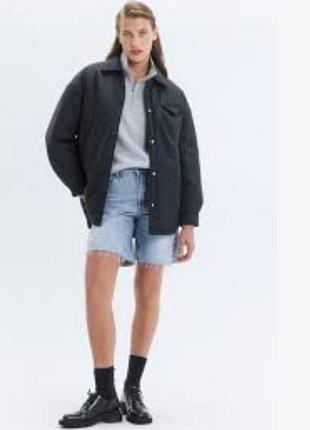 Нейлоновая куртка рубашка pull &amp; bear черная на м/л размер