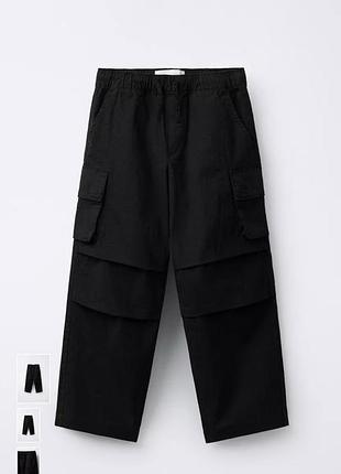Брюки для підлітків zara карго чорні 152