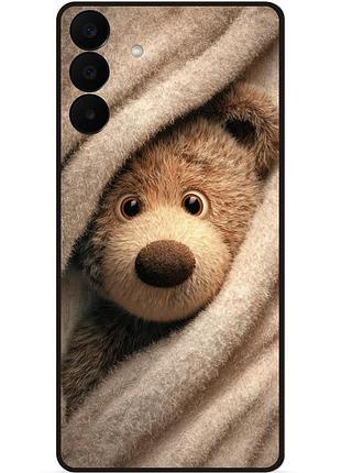 Силиконовый чехол бампер для samsung a27 с рисунком мишка в пледе