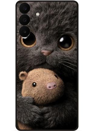 Силіконовий чохол бампер для samsung a27 з малюнком кошеня з хом'яком