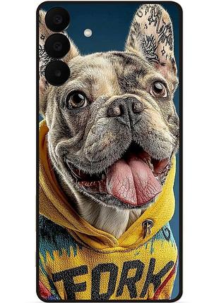 Силиконовый чехол бампер для samsung a27 с рисунком бульдог