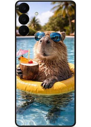 Силиконовый бампер чехол для samsung a27 с рисунком капибара