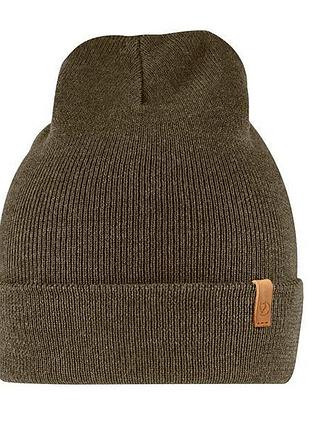 Шапка fjallraven classic knit hat dark olive