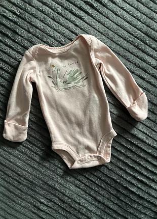 Боді для дівчаток carter's рожеве з лебедем 0-1 місяць
