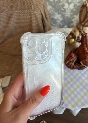 Чохол для iphone 13 pro прозорий з блискітками
